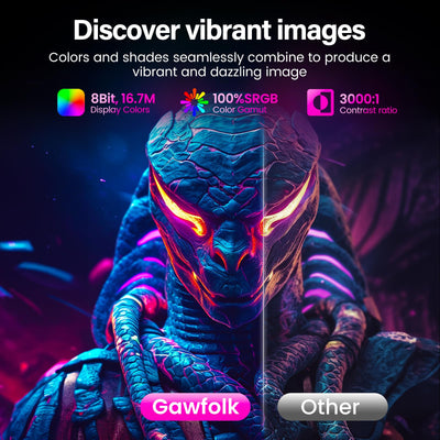 Gawfolk 24,5 Zoll Gaming Monitor mit Lautsprechern, 200 Hz PC Bildschirm FHD 1080P Rahmenlose Computermonitore, DisplayPort, HDMI, Augenpflege