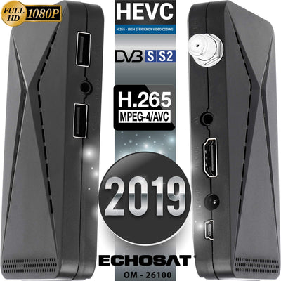 Echosat OM-26100 Mini Sat Receiver -DVB S/S2 Satelliten Receiver ✓Full HD ✓1080 P ✓HDMI ✓2 x USB 2.0 ✓HDTV [Digital Satelliten Receiver] (Astra Hotbird Türksat )-Schwarz
