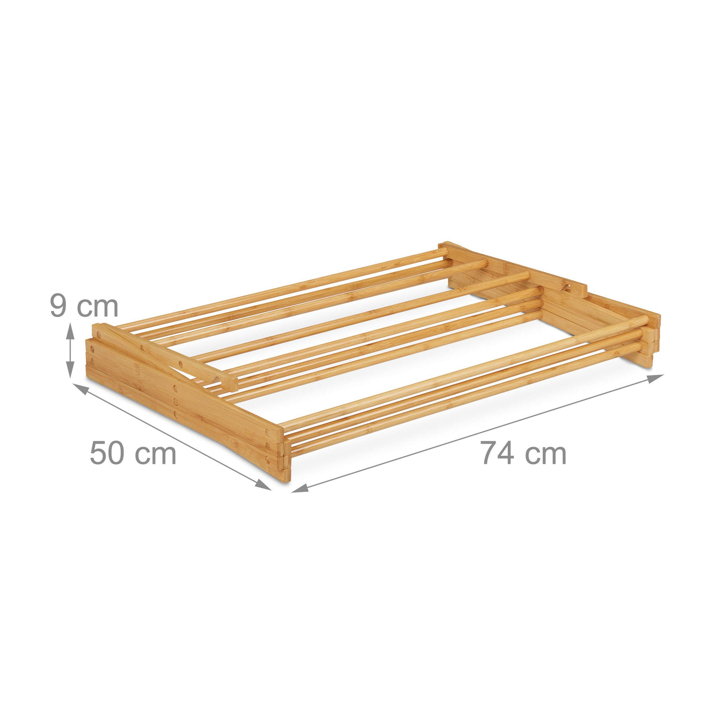 Relaxdays Handtuchhalter, aus Bambus, Faltbarer Standtrockner, mit 11 Stangen auf 6 Etagen, HBT: 106 x74 x 36 cm, Natur