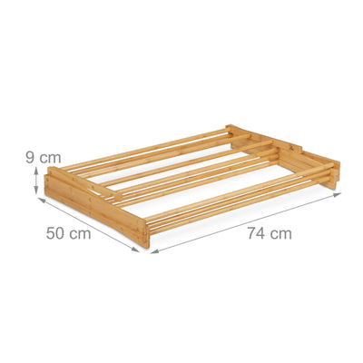 Relaxdays Handtuchhalter, aus Bambus, Faltbarer Standtrockner, mit 11 Stangen auf 6 Etagen, HBT: 106 x74 x 36 cm, Natur