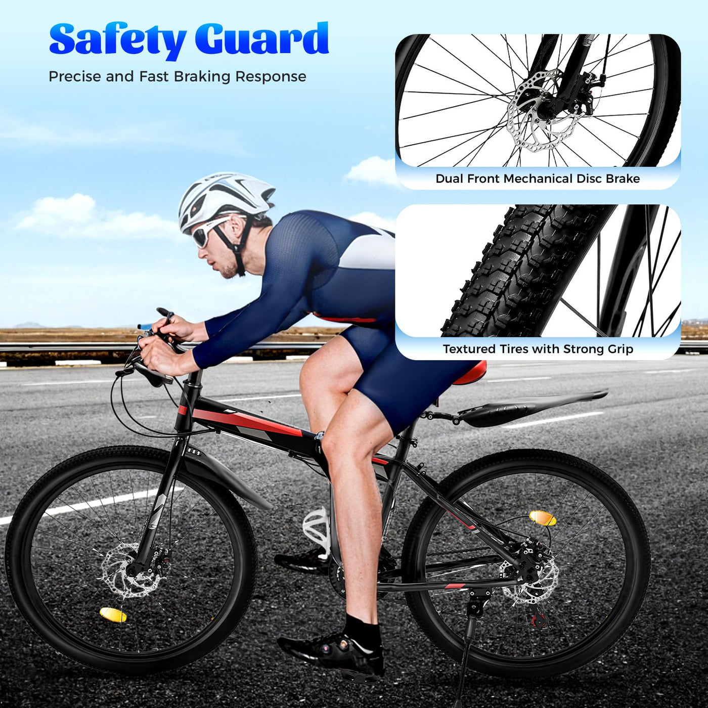 Owneed 26 Zoll Mountainbike, 21 Gänge Mountainbike, MTB, Hochfester Stahlrahmen Fahrrad, Erwachsene Falten für Erwachsene Männer Frauen, Erwachsene Damen Damen Fahrrad Herrenfahrrad