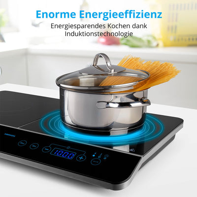 MEDION MD 15324 Doppel-Induktionskochplatte, 3500 Watt, Zwei Kochplatten, 10 Temperaturstufen, LED Display, schwarz