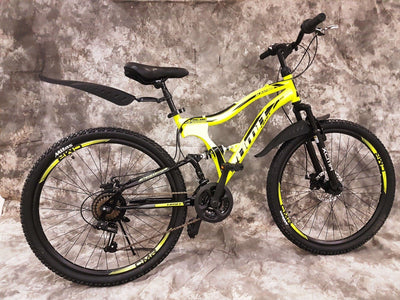 Generisch 24 Zoll MTB Albatros Vollgefedert, 21-Gang Kettenschaltung, Scheibenbremsen NEU 2459-GELB-SCHWARZ Bitte BEACHTEN AB 138 cm KÖPERGRÖSSE GEEIGNET !!!!!!!