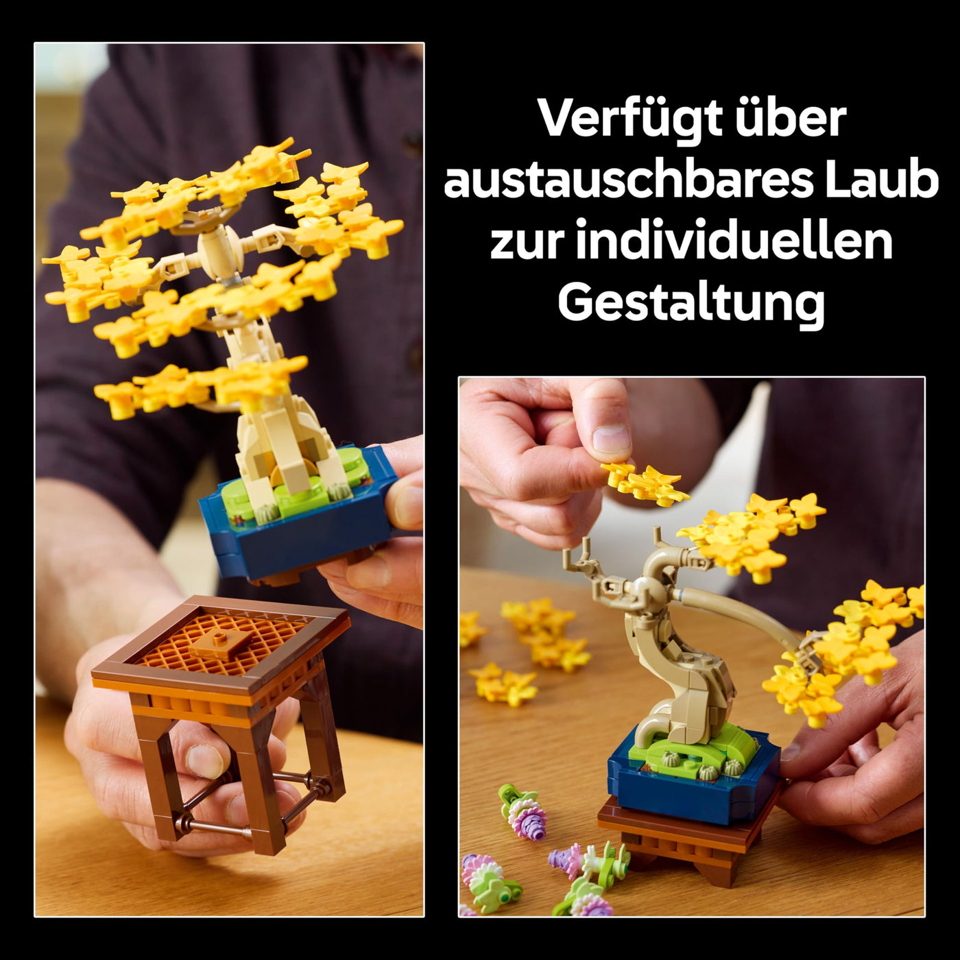 LEGO Botanicals Mini-Bonsais - Bonsai zum Bauen & Ausstellen - Kreative Deko Blumen - Ginkgo, Schwarzkiefer & Wisteria Kunstpflanzen - DIY Deko für Zuhause - Geschenk für Frauen & Männer - 10373