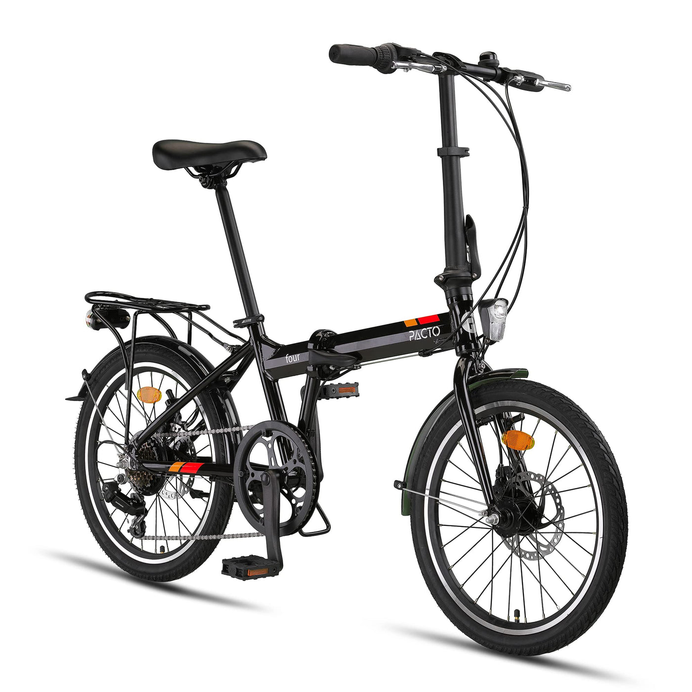 PACTO Four - Hollandrad Hochwertiges Klappfahrrad 27cm Aluminiumrahmen Bike 20 Zoll Aluminiumräder Bicycle, 6 Speed Shimano Gänge Faltrad Klapprad Fahrrad Klappfahrrad Für Erwachsen