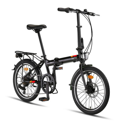 PACTO Four - Hollandrad Hochwertiges Klappfahrrad 27cm Aluminiumrahmen Bike 20 Zoll Aluminiumräder Bicycle, 6 Speed Shimano Gänge Faltrad Klapprad Fahrrad Klappfahrrad Für Erwachsen