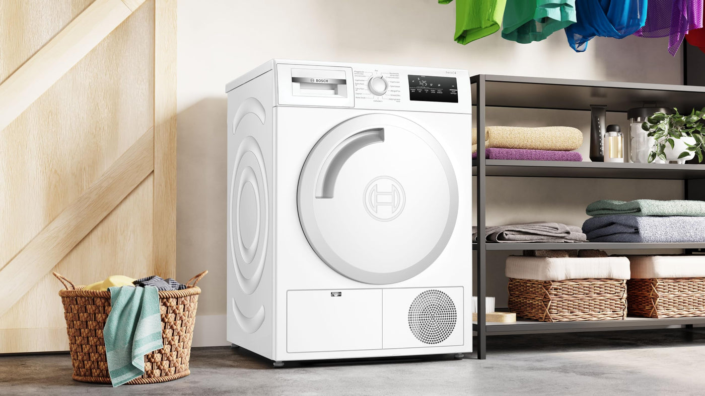 Bosch WTN83203 Serie 4 Kondenstrockner, 8 kg, Auto Dry: optimale Trocknung, Anti-Vibration-Design: mehr Standfestigkeit, Rekordverdächtig schnell, Sensitive-Drying-System