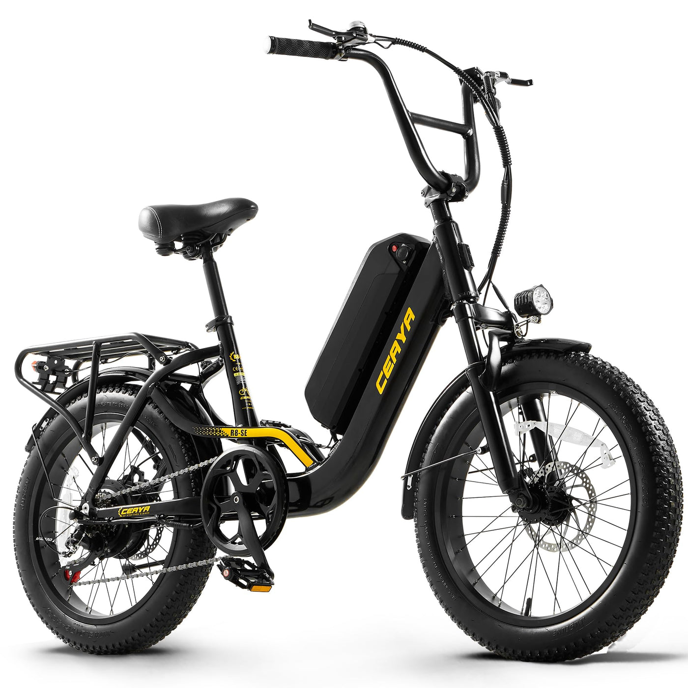 CEAYA Elektrofahrrad 20 Zoll Pedelec Aluminium Ebike Herren Damen Fat E Bike Elektro City Fahrräder mit Akku 15Ah, 3.0" Fat Tires,Gabelfederung,LED-Lichter,7 Gang