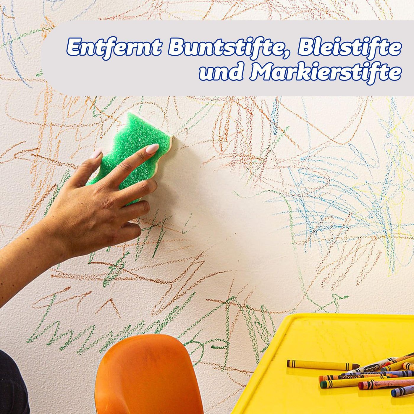 Scrub Daddy Eraser Daddy 10x, Schmutzradierer, Starker & Haltbarer Melamin Schwamm, Doppelseitige Zauberschwamm Schmutzradierer, Allzweckreinigungsschwämme für gestrichene Wände, Blau Doppelpackung