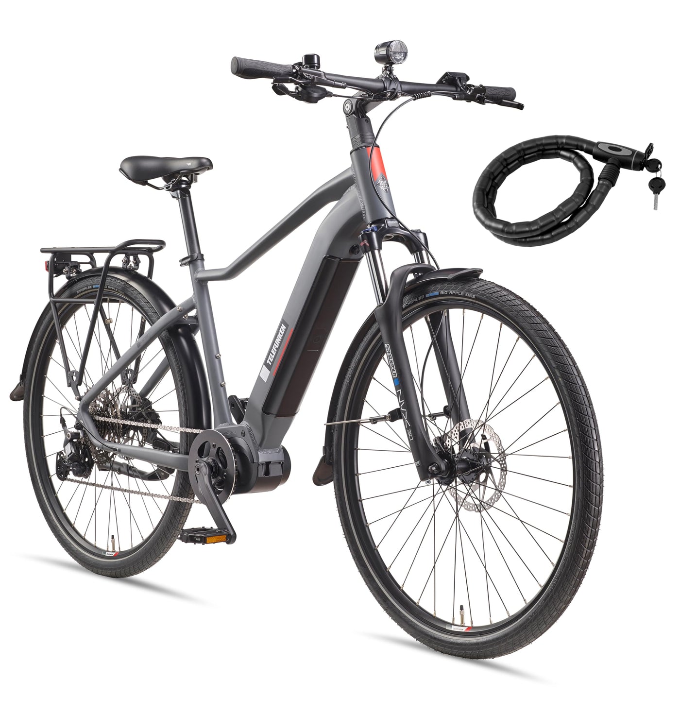 TELEFUNKEN E-Bike 29 Zoll Fahrrad für Damen & Herren | Pedelec SUV 10-Gang Kettenschaltung | Hydr. Scheibenbremsen | inkl. Panzerkabelschloss | Elektrofahrrad 250 W Mittelmotor |720 Wh Li-Ion-Akku
