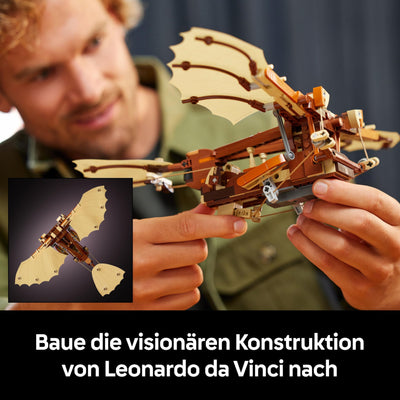 LEGO Icons Leonardo da Vincis Fluggerät mit schlagenden Flügeln - Inklusive Minifigur & Ständer - Bauset für Erwachsene - Deko-Set für Zuhause - Geschenkidee - 10363