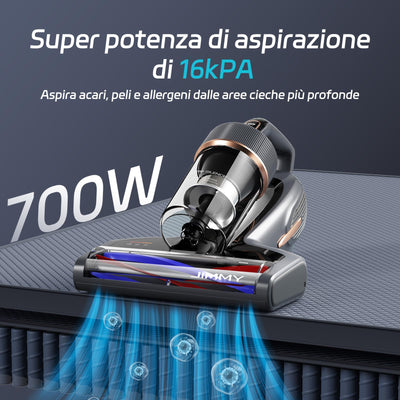 Jimmy BX7 Pro Max Milbensauger 700W, Matratzenreiniger Bettstaubsauger mit UV-C-Licht, 65 ℃ heißem Wind und Graphen-Heizung, Staubsensor, Negativ-Ionen-Funktion, LED-Bildschirm, für Matratzen Bett