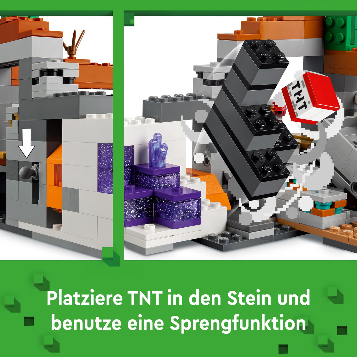 LEGO Minecraft Die Mine in den Badlands -Interaktives Spielzeug mit Forscher-, Creeper- und Spinnen Figuren sowie einer TNT-Explosionsfunktion - Gamer Geschenk für Jungen & Mädchen ab 8 Jahren - 21263