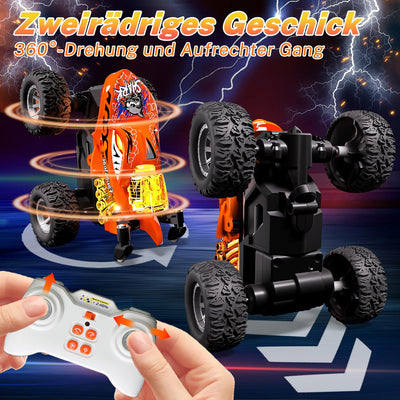 Mini Monstertruck Ferngesteuert, Hai Monster Truck mit Metallgehäuse & Licht, 2.4GHZ Ferngesteuerter Monstertruck mit 360°Drehung, USB-Type-C-Aufladung, 1/64 Ferngesteuertes Auto ab 3 4 5 6 7 8 Jahre