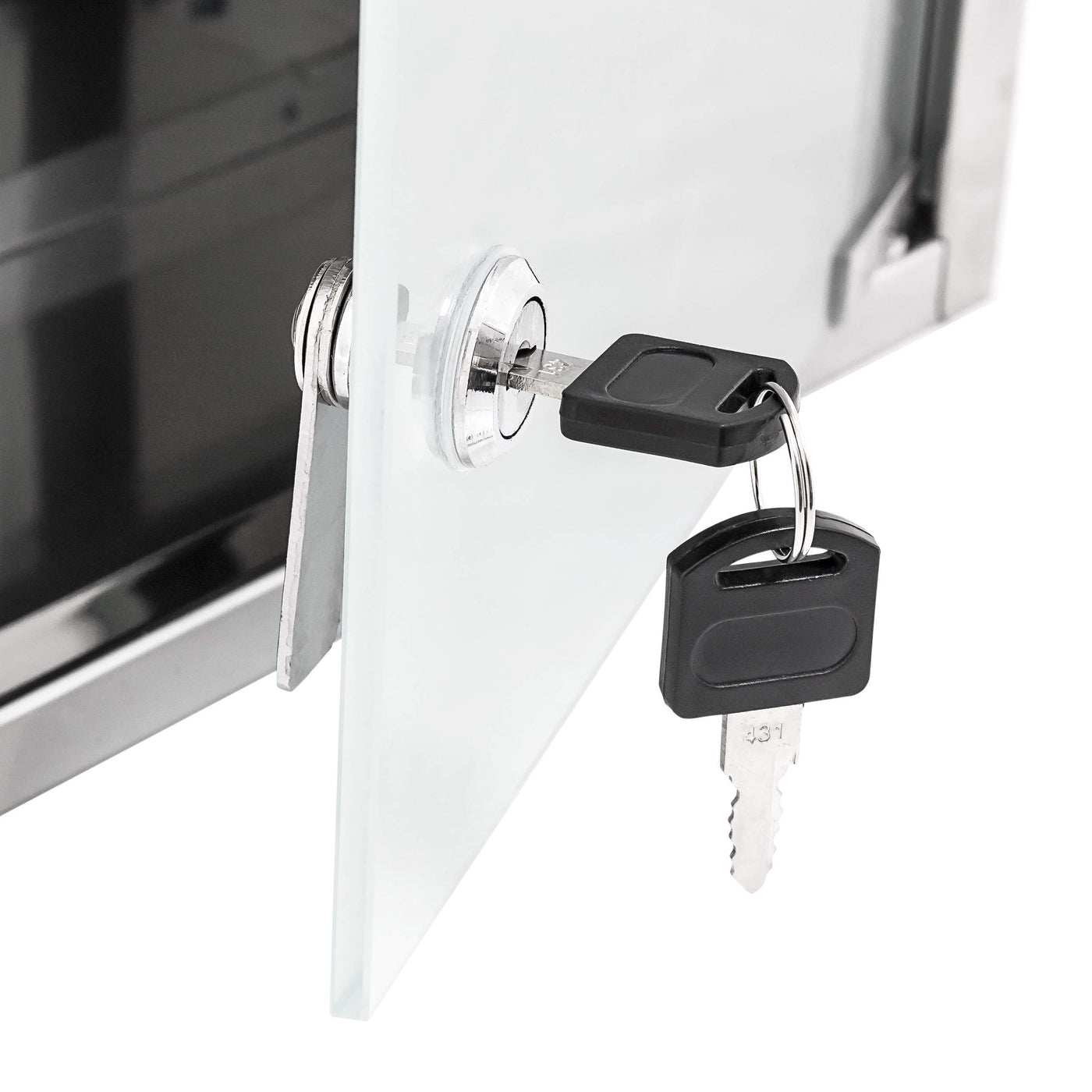 Relaxdays Medizinschrank groß H x B x T: 57 x 27 x 12 cm Apothekerschrank mit 4 Ablagen Arzneischrank Medikamentenschrank für Erste Hilfe aus glänzendem Metall mit Milchglas Tür abschließbar, silber