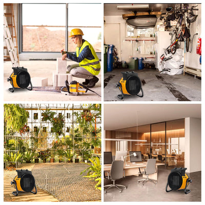 SIAL 2000 W Heizlüfter - Elektroheizer - Keramik Heizstrahler - Bauheizer Bautrockner - Heizgerät mit Überhitzungsschutz - Für Baustellen, Häuser, Werkstätten, Garagen - P2 - Gelb