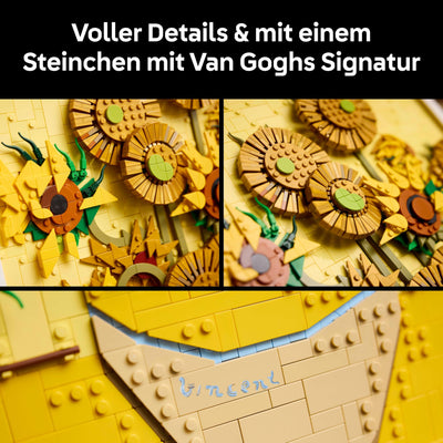 LEGO Art Vincent Van Gogh – Sonnenblumen - 3D-Blumengemälde mit beweglichen Blüten - Deko fürs Wohnzimmer oder Büro - Bausatz für Erwachsene - Kreative Geschenkidee für Männer & Frauen 31215