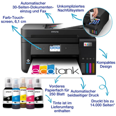 EcoTank ET-4850 A4-Multifunktions-Wi-Fi-Tintentankdrucker, mit einem im Lieferumfang enthaltenen Vorrat an Tinten bis zu 3 Jahren