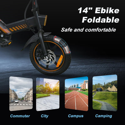 IDMD 14 Zoll E-Bike Klappbar, 36V 10,4Ah Akku und Bis 45 km Reichweite, 250W Motor, Einstellbarer Höhe Mini Elektro-Klapprad für Stadt & Pendler Damen und Herren (Blau)