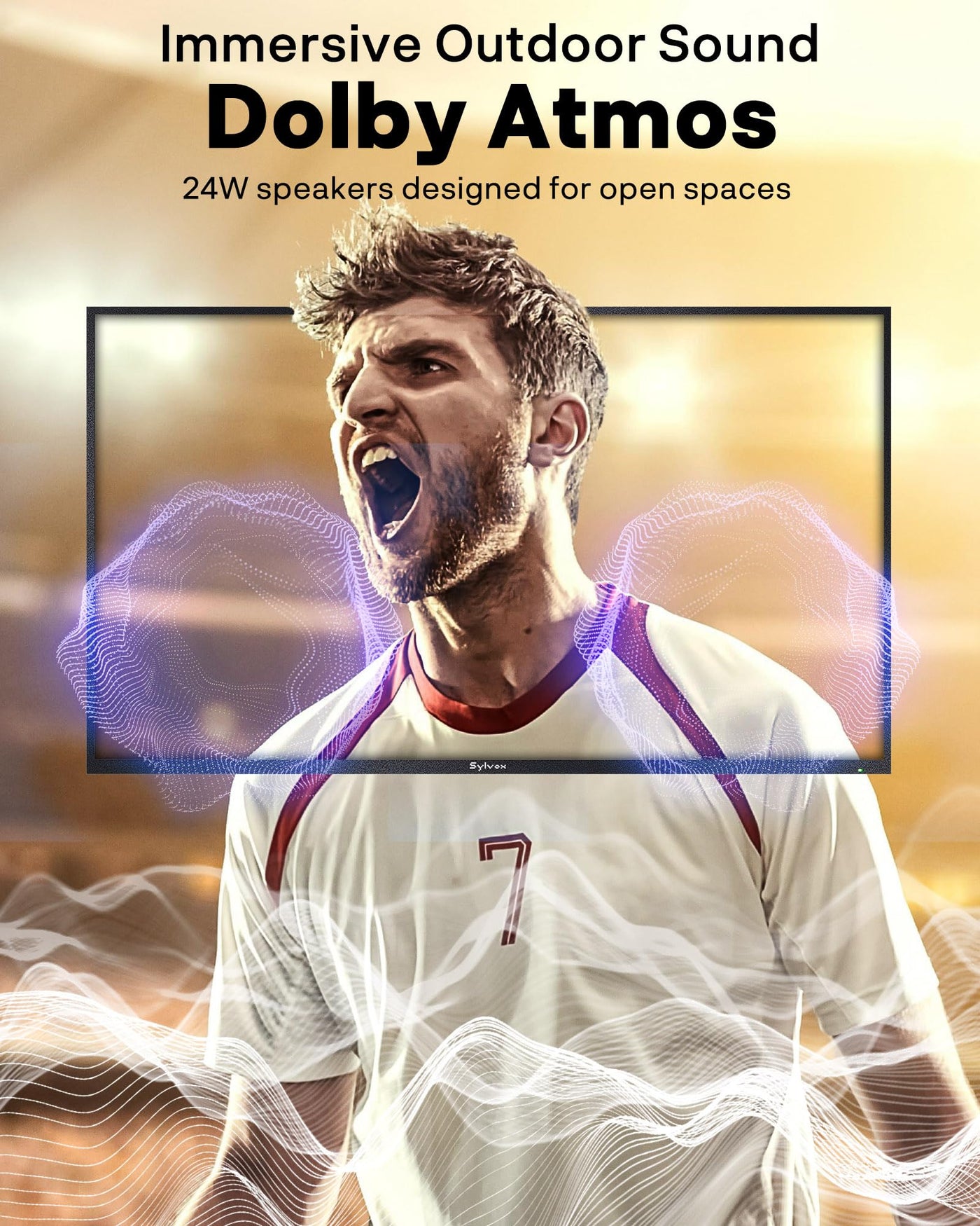 SYLVOX 65" Outdoor Fernseher, 120Hz| 4K Ultra HD | HDR 10 | Dolby Atmos | Google Outdoor TV, WiFi 5G & HDMI 2.1 Wetterfest und IP55 Wasserdicht TV, 1000 Nits Smart Fernseher für Gaming (Modell 2025)