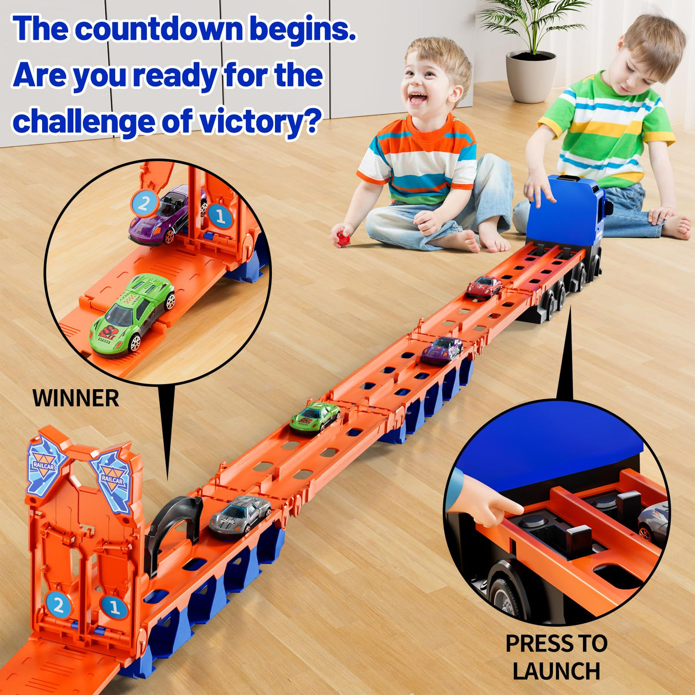 Doloowee Transport Truck Spielzeug ab 3 Jahren,Tragbare Transport LKW Spielzeugautos mit 12 Mini-Rennwagen, Autotransporter für Jungen im Alter von 3 4 5 6 7 Jahren