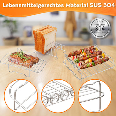 Heißluftfritteuse Zubehör für Tefal Ey9018 Dual Easy Fry 8,3L(5,2/3,1L), Silikonform Airfryer Zubehör, Zubehör Heißluftfritteuse Backform Grillrost Kuchenformen für Tower T17099/Salter EK5729