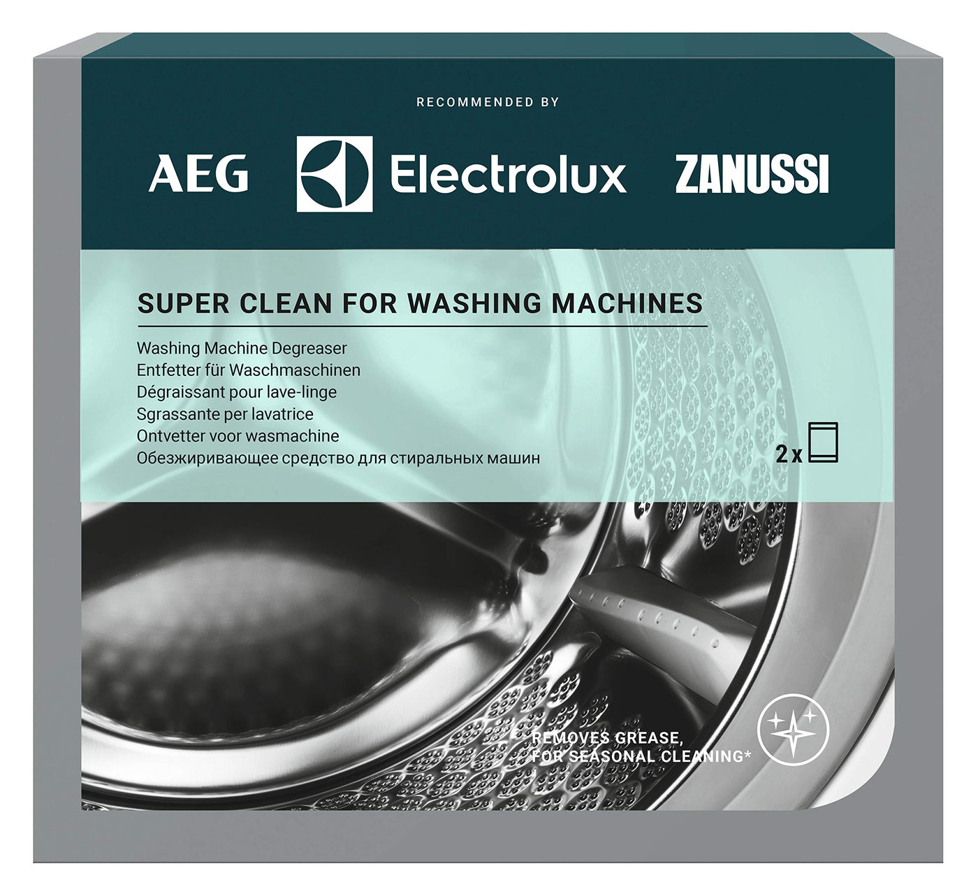 AEG M3GCP200 9029799310 Super Clean - Tiefenreiniger für Waschmaschinen. Enthält 2 Sachets.