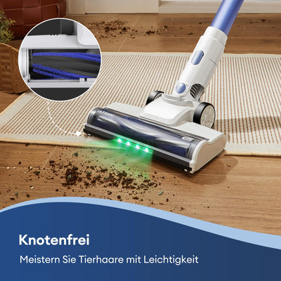 Ultenic U10 Ultra Akku Staubsauger kabelloser Akkustaubsauger mit 40000 Pa Saugkraft, 40 Min Laufzeit, grüne Licht und Anti-Tangle-Bürste für Teppich Hartböden Tierhaare