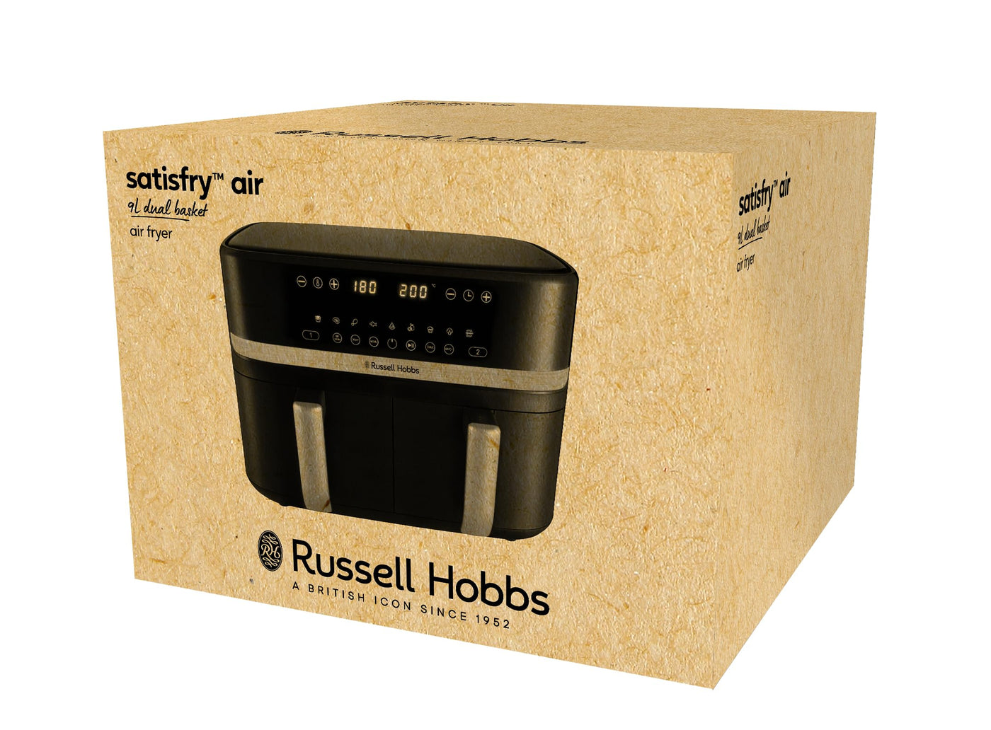 Russell Hobbs Heißluftfritteuse 2 Kammern 9L Rapid AirFryer [2 Fächer je 4,5l, sehr leiser Betrieb, 9 Programme] SatisFry Fritteuse (spülmaschinenfest, Match & Synchronisierungsfunktion) 27681-56