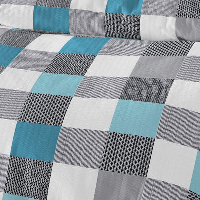 Traumschlaf Seersucker Bettwäsche Set • luftig leichte Sommerbettwäsche im Quadrate Design bügelfrei mit Reißverschluss • 135x200 cm + 80x80 cm