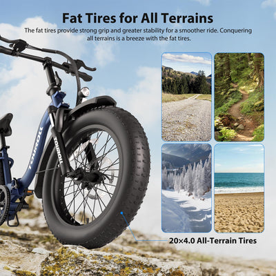 Touroll Klapprad E Bike, 20 * 4 Zoll Elektrofahrräder mit 48v 15Ah Akku, 25km/h, Reichweite bis zu 120-150km, 250W 55N.M Motor E-Bike mit 7-Gang, LCD-Display, Elektrofahrrad für Herren Damen