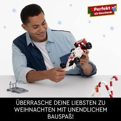 LEGO Icons McLaren MP4/4 & Ayrton Senna Modellauto Set, F1 Rennwagen Bausatz für Erwachsene mit Rennfahrer Mini-Figur, Sammlerstück, Geschenk-Idee zum Geburtstag für Männer, Frauen, Ihn & Sie 10330