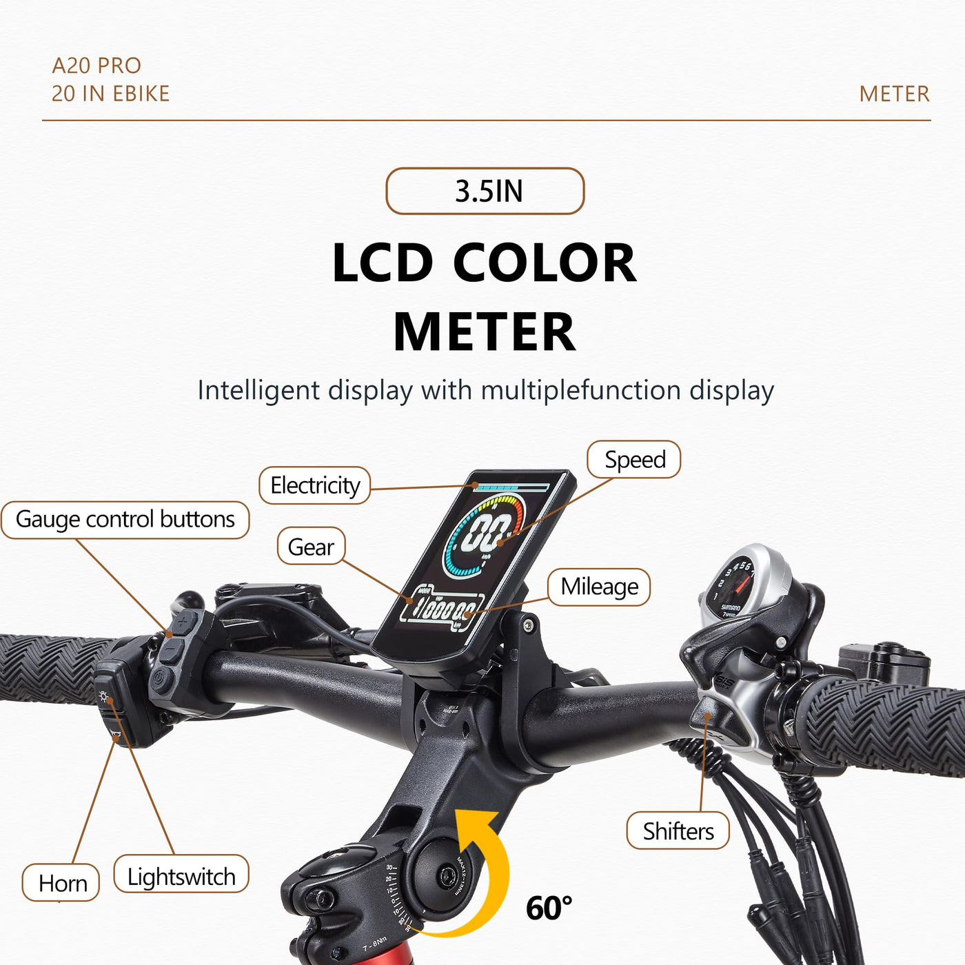 CEAYA Ebike Herren Damen Elektrofahrrad A20 PRO E-Bike Mountianbike 20 Zoll mit 48V20AH,7 Gang,Doppel federung Doppelscheibenbremse,Fat e Bike