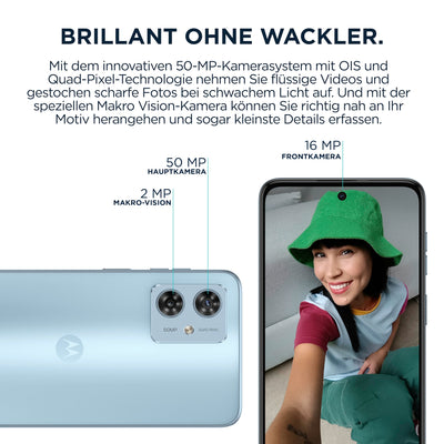 Motorola Mobility Moto g54 5G (6,5"-FHD+-Display, 50-MP-Dual-Kamera, 8/256 GB, 5000 mAh, Android 13) Glacier Blue, inkl. Schutzcover [Exklusiv bei Amazon]