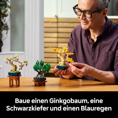 LEGO Botanicals Mini-Bonsais - Bonsai zum Bauen & Ausstellen - Kreative Deko Blumen - Ginkgo, Schwarzkiefer & Wisteria Kunstpflanzen - DIY Deko für Zuhause - Geschenk für Frauen & Männer - 10373