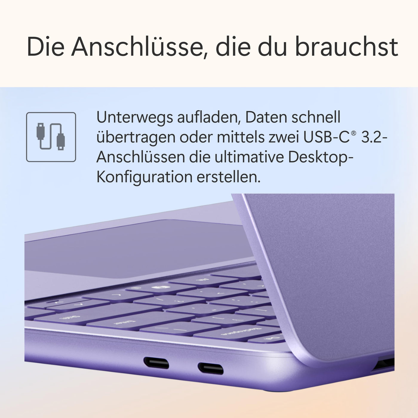 Microsoft Surface Laptop | Copilot+ PC | 13” LCD Touchscreen | Snapdragon® X Plus | 16GB RAM | 512GB Speicher | Neuestes Modell | Violett