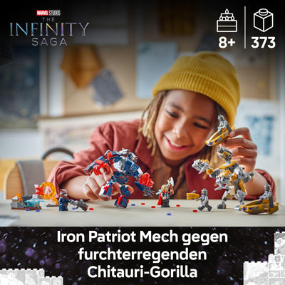 LEGO ǀ Marvel Avengers: Endgame Thor vs. Chitauri Bauset - Superhelden Action mit dem Iron Patriot Mech und 7 Minifiguren - Geschenk für Jungen und Mädchen ab 8 Jahren - 76322