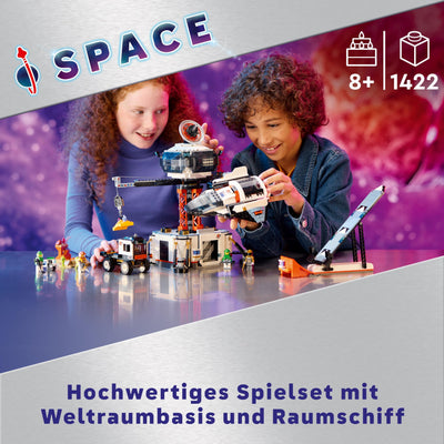 LEGO City Raumbasis mit Startrampe, Raumstation-Spielzeug mit Weltraum-Fahrzeug und Raumschiff für Kinder, Set mit 6 Minifiguren, Roboter und Alien-Figuren, Geschenk für Jungs und Mädchen 60434