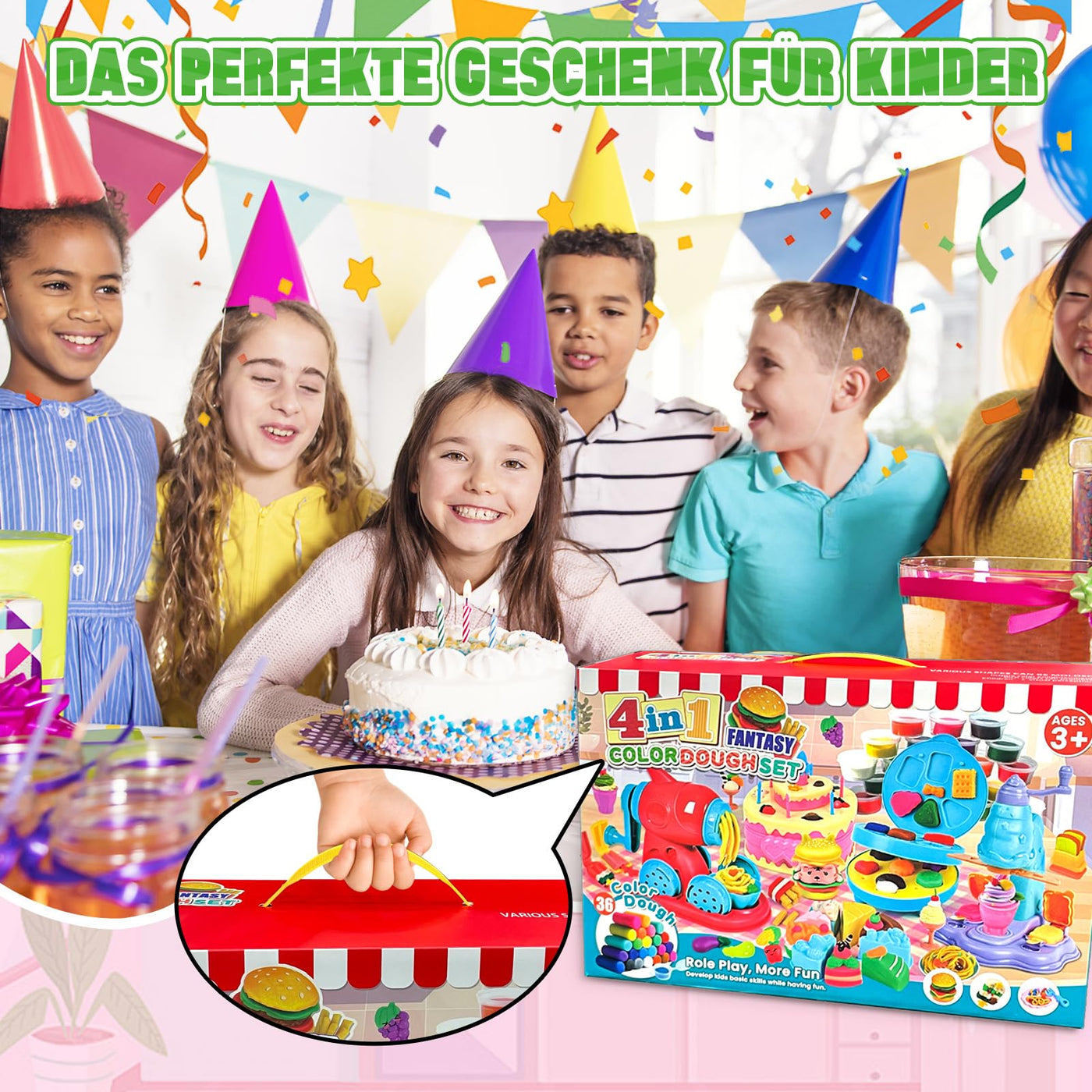 JONRRYIN Knete Set für Kinder, 102 Stück Knete Zubehör Knetwerkzeug mit 36 Modelliermasse, Kreatives Playdoh Knete Kinder Eismaschine Nudelmaschine Spielset Geschenk Mädchen & Junge
