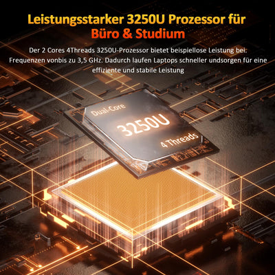 Auusda Laptop 16 Zoll,Dual-Core 3250U Prozessor(Bis zu 3.5GHz),8 GB DDR4 RAM 256GB SSD, 16 Zoll Full HD Display with Kameraverschluss,USBx3,HDMI,Micro SD Card Slot,USB Typ C,Student/Business Notebook