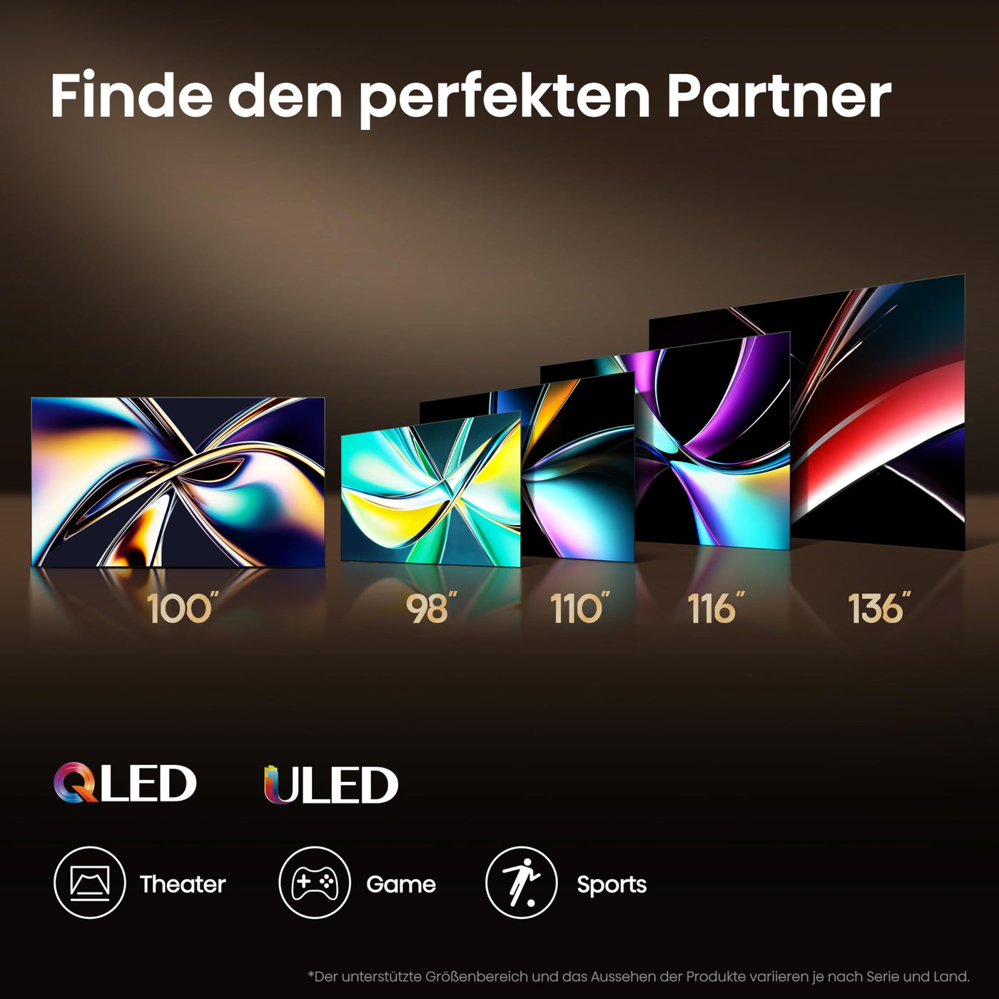 Hisense 100U7KQ (100 Zoll) Fernseher 4K Mini LED ULED HDR Smart TV, Quantum Dot, 144Hz, HDMI 2.1, Game Mode Pro, Dolby Vision IQ & Atmos, Bluetooth, Alexa Built-in, Anthrazit