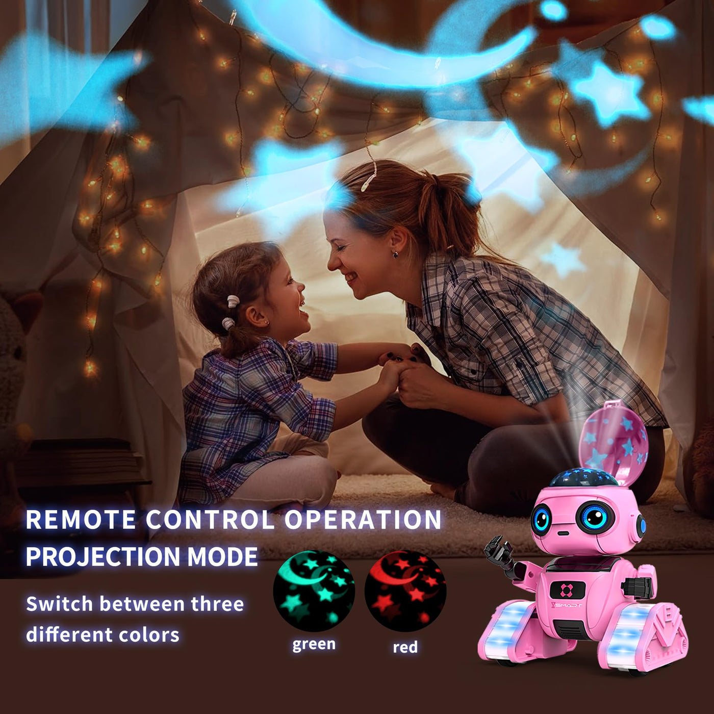 Dzxlin Roboter Spielzeug für Kinder – Wiederaufladbar, LED-Augen und Musik, RC-Roboter mit Gestensensor für ab 3 4 5 6 7 8 9 10 Jahre Jungen Geschenk （Rosa）