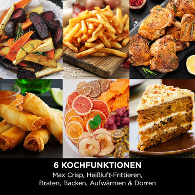 Ninja Air Fryer Heißluftfritteuse MAX PRO, 6,2L Airfryer, Antihaftbeschichtung, spülmaschinenfester Korb und Crisper Gittereinsatz, Fritteuse ohne Öl, digital, Kochen aus dem Gefrorenen, Grau, AF180EU