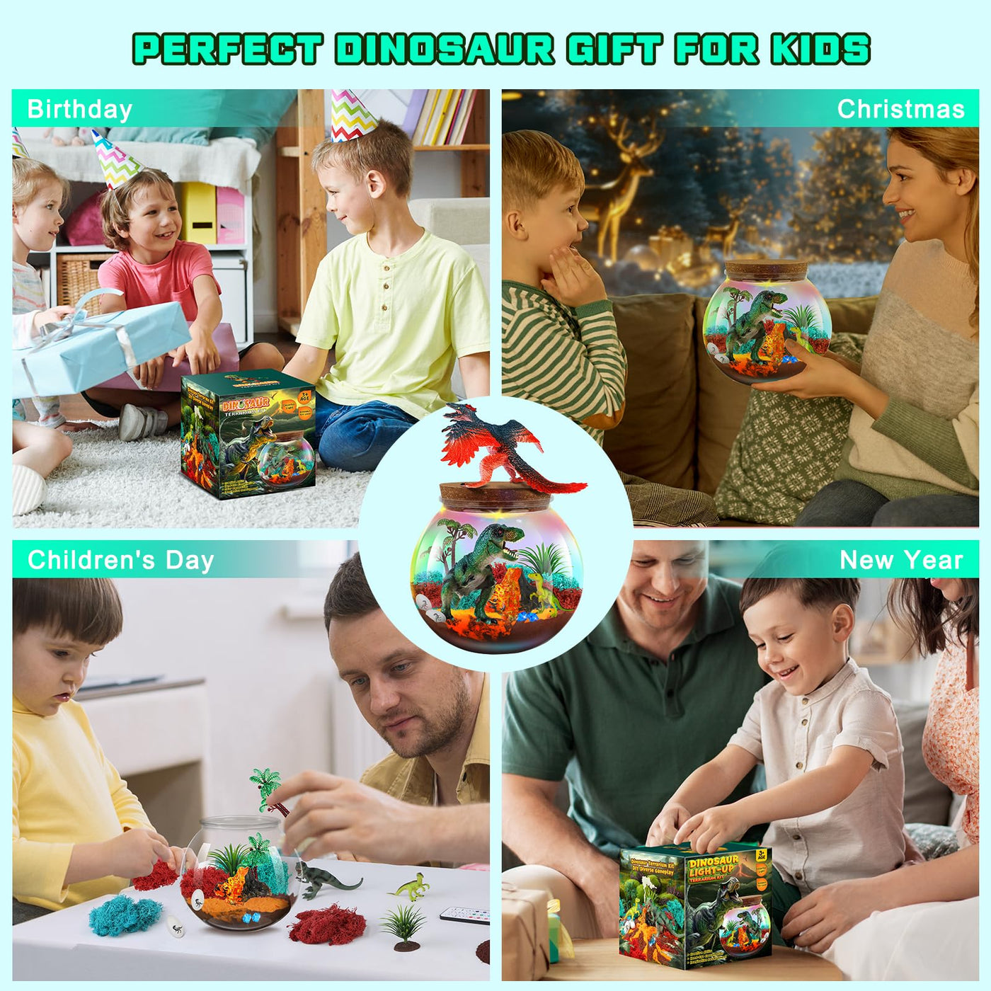 RONSTONE Dinosaurier Spielzeug für Jungen Mädchen - Bastelset Spielzeug Geschenk Junge 4 5 6 7-12 Jahre Kinder - DIY Dino Terrarium & Vulkan für Jungen - Lernende Experimente Bastelsets für Kinder