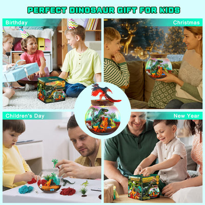 RONSTONE Dinosaurier Spielzeug für Jungen Mädchen - Bastelset Spielzeug Geschenk Junge 4 5 6 7-12 Jahre Kinder - DIY Dino Terrarium & Vulkan für Jungen - Lernende Experimente Bastelsets für Kinder