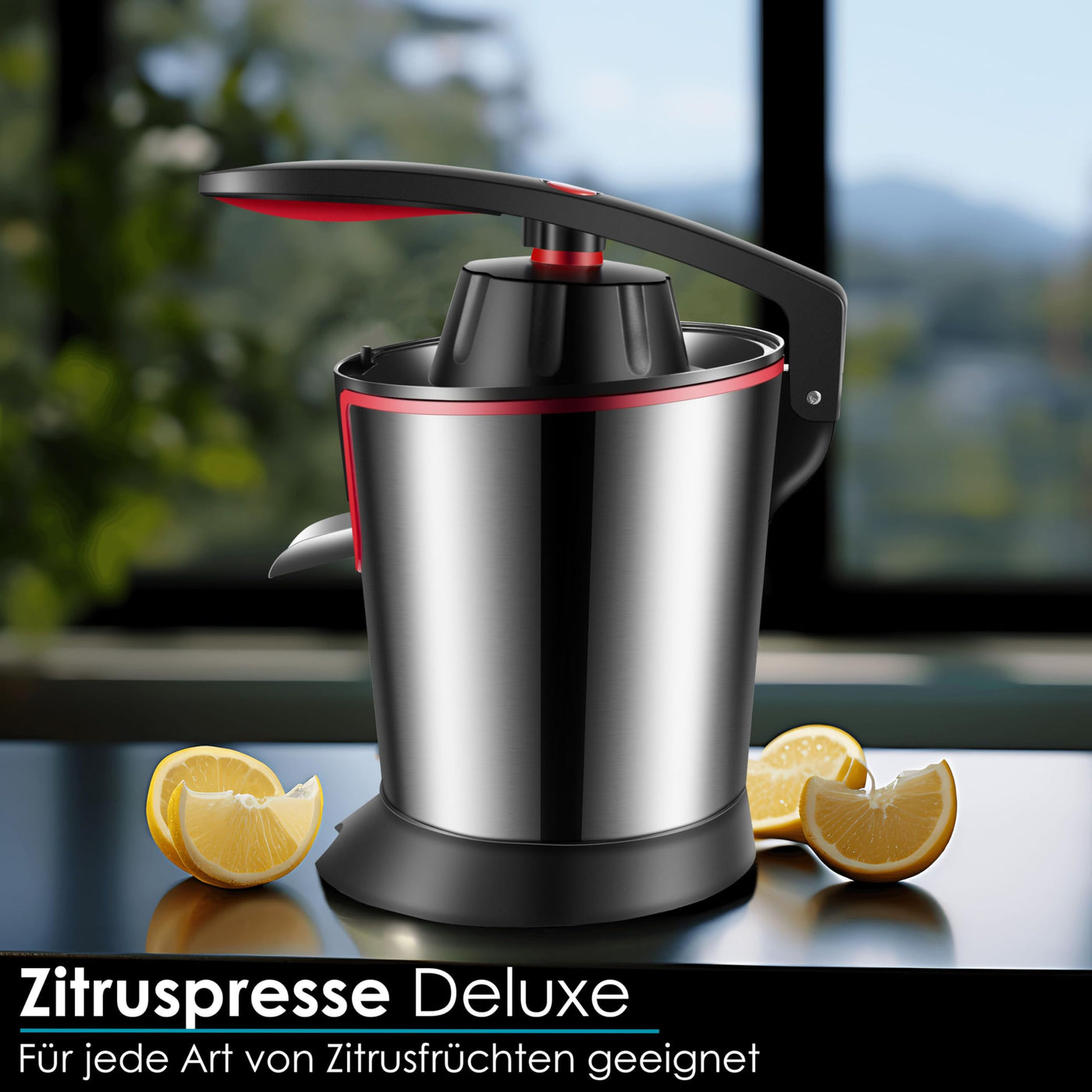 Elektrische Zitruspresse | Longlife-Motor | 300 Watt | Edelstahl | Elektrische Saftpresse | Entsafter | Auto-Start-Stop | Zitrus Presse | Spülmaschinengeeignet