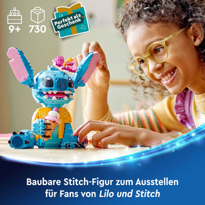 LEGO | Disney Stitch Figur – Modellbau mit Eistüte und dekorativer Blume – Kreatives Spielzeug zu Weihnachten – Geschenk für Kinder und Fans des Films Lilo & Stitch ab 9 Jahren – 43249