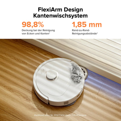 roborock Qrevo Pro Set Saugroboter mit Wischfunktion&Hebarem Wischmopp, 7000Pa, FlexiArm Design™ Kantenreinigung, 60 °C Heißwasser-Moppwäsche, zusätzlich 2 Wischmops, Roboterstaubsauger-Set(Weiß)