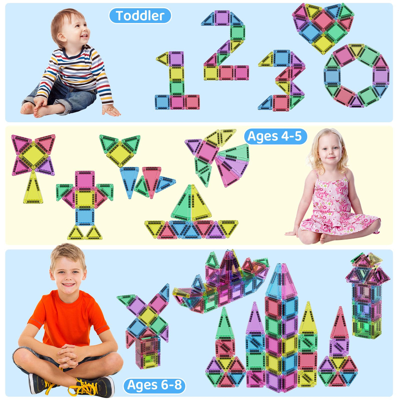 Magnetische Tiles Konstruktion Set 42pcs Reisespielzeug für Kinder Tragbar Reisen MINI Magnetische Fliesen Spielzeug Magnetische Baukasten Montessori Spielzeug Geschenk für 3+ Jahre Kleinkinder