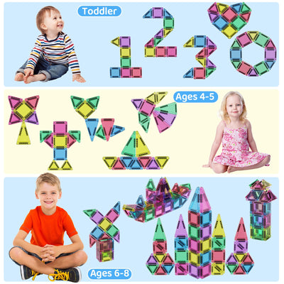 Magnetische Tiles Konstruktion Set 42pcs Reisespielzeug für Kinder Tragbar Reisen MINI Magnetische Fliesen Spielzeug Magnetische Baukasten Montessori Spielzeug Geschenk für 3+ Jahre Kleinkinder